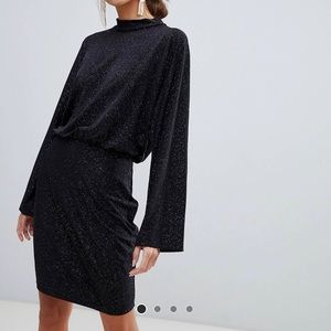Sparkle Black Turtleneck Dress